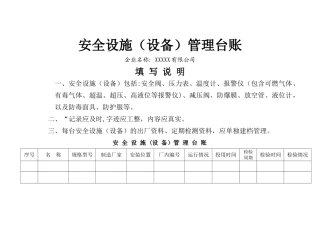 安全设备设施管理台账