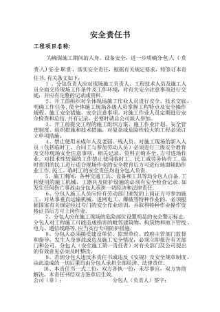 安全责任书范本