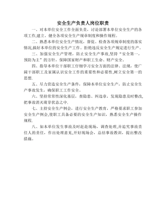 安全负责人岗位职责