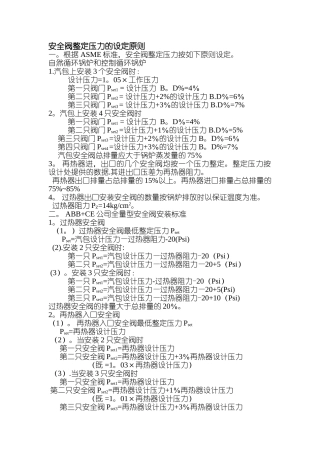 安全阀整定压力的设定原则