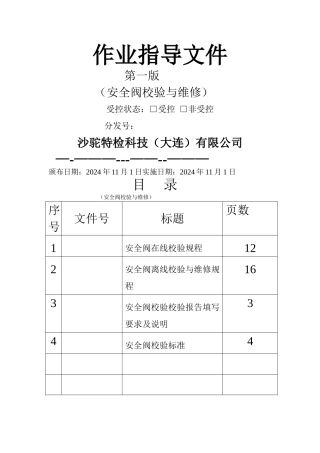 安全阀校验作业指导文件