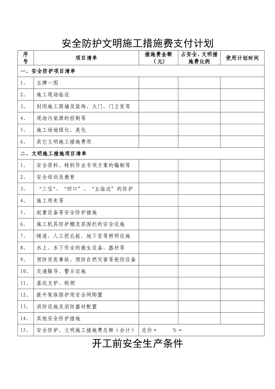 安全防护文明施工措施费支付计划_第1页