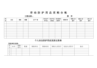 安全防护用品台账