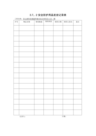 安全防护用品发放记录表