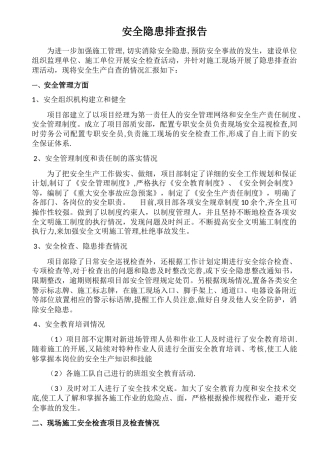 安全隐患排查报告