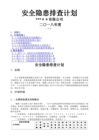 安全隐患排查计划