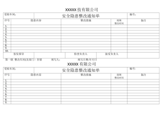 安全隐患整改表
