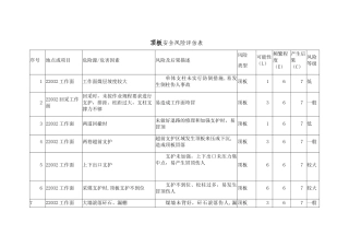 安全风险评估表
