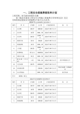 安措费提取和计划