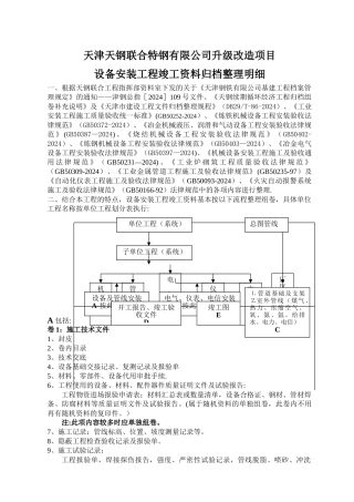 安装工程竣工资料归档明细