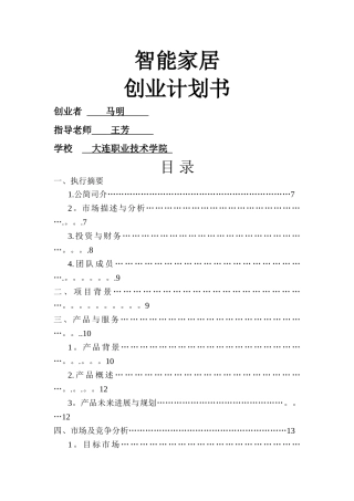 完整创业计划书实例