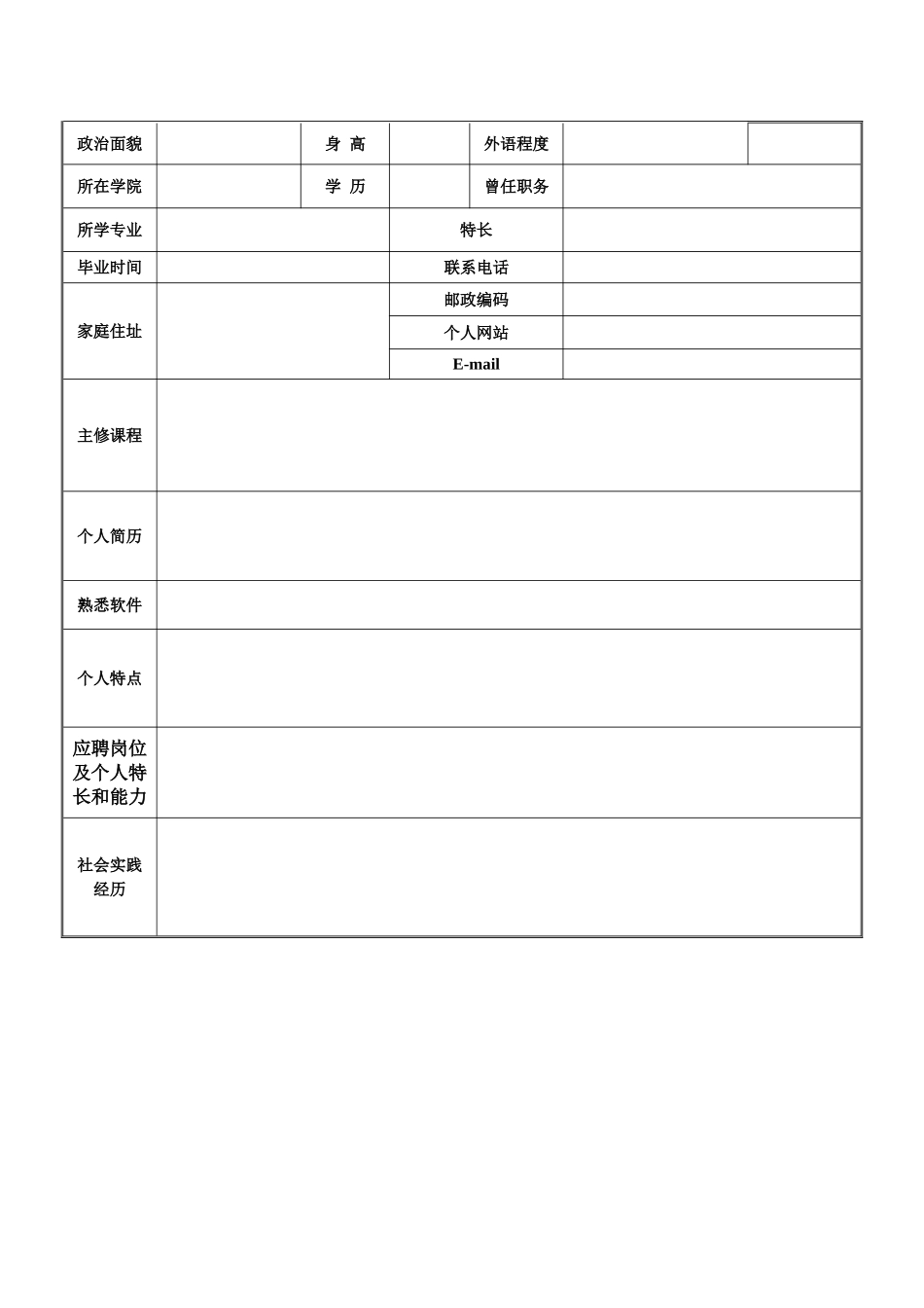 完整的个人简历表格样本_第3页