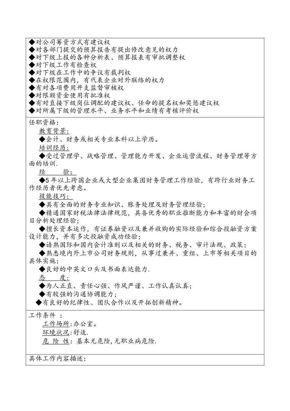 完整的财务部经理岗位说明书_第2页