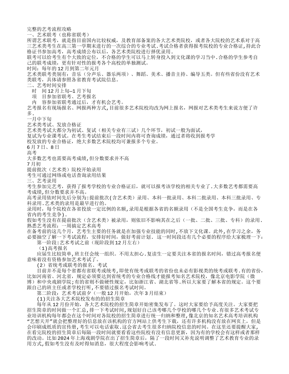 完整的艺考流程攻略_第1页