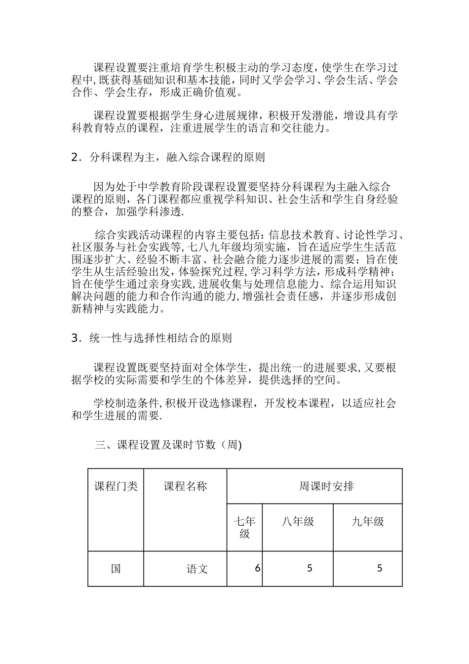 宝国老初中课程设置方案_第2页