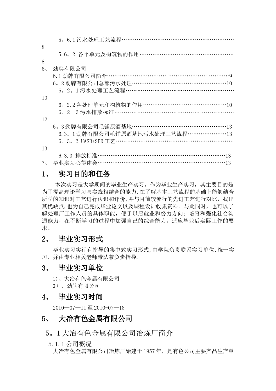 实习报告-环境工程-水处理-劲酒-大冶有色_第2页