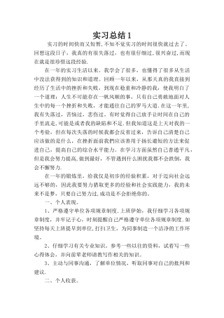 实习期个人工作总结范文