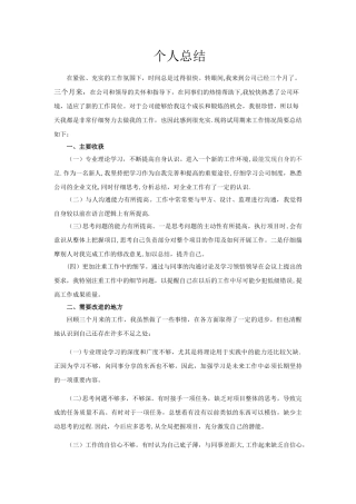 实习生转正个人总结