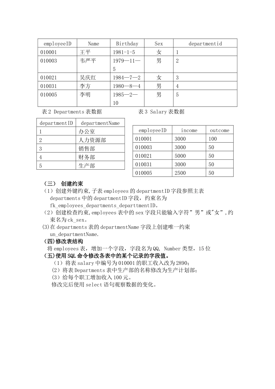 实验2oracle表操作练习_第2页