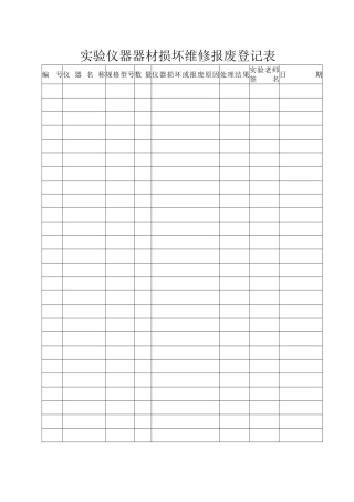 实验仪器器材损坏维修报废登记表