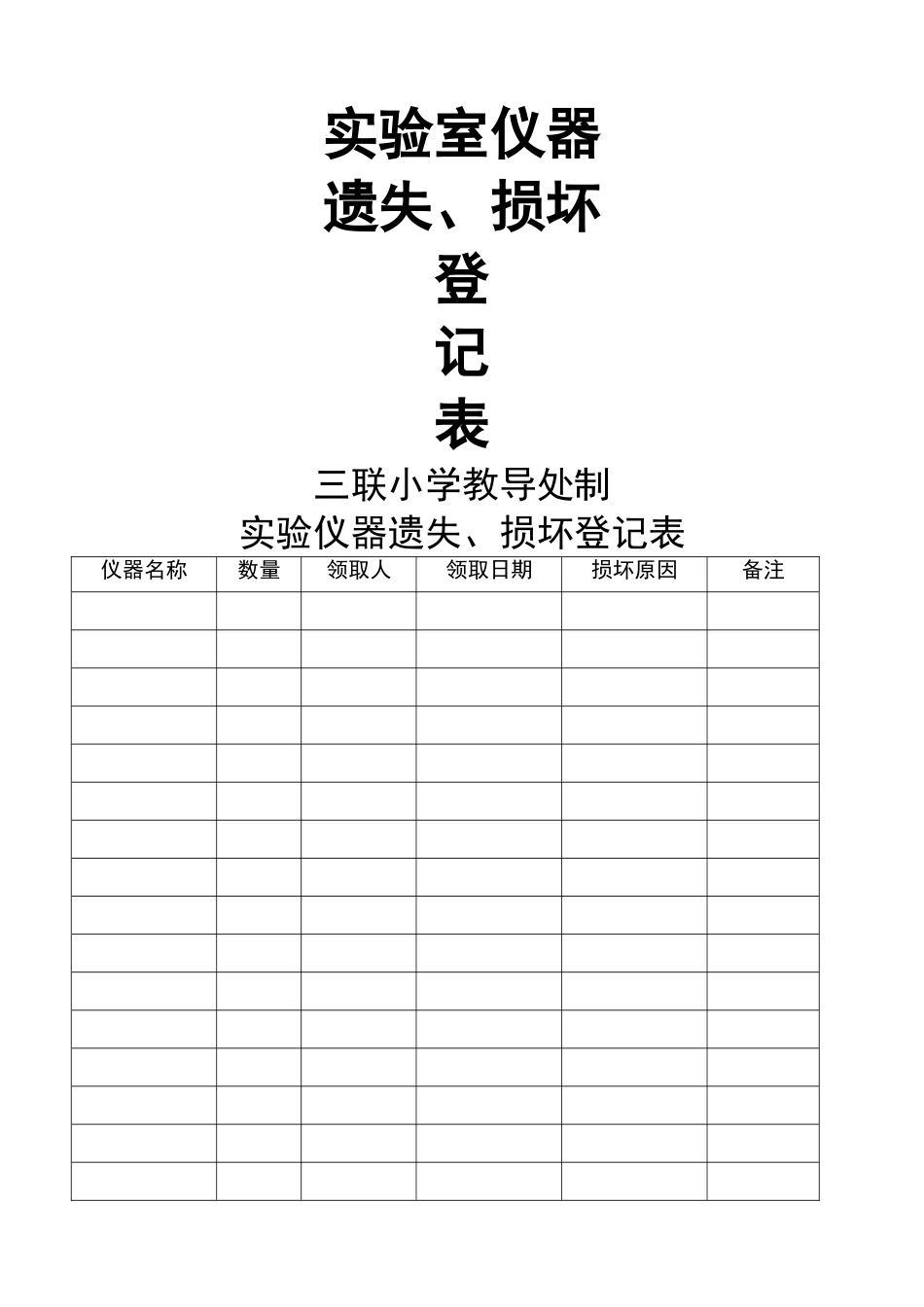 实验室仪器损坏登记表_第1页
