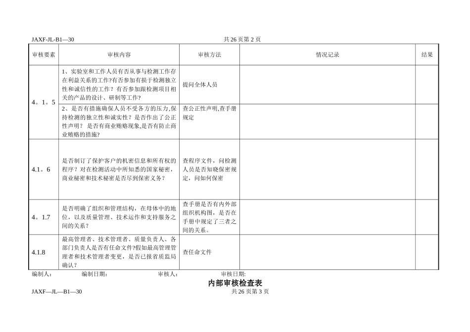 实验室内部审核检查表-按评审准则_第2页