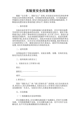 实验室安全应急预案