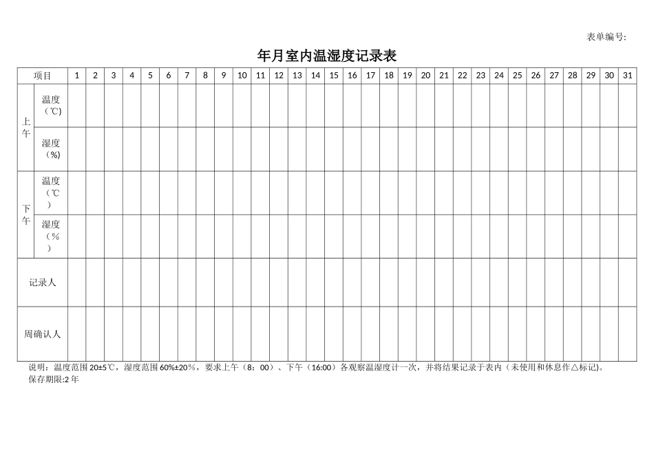 实验室温湿度记录表_第1页