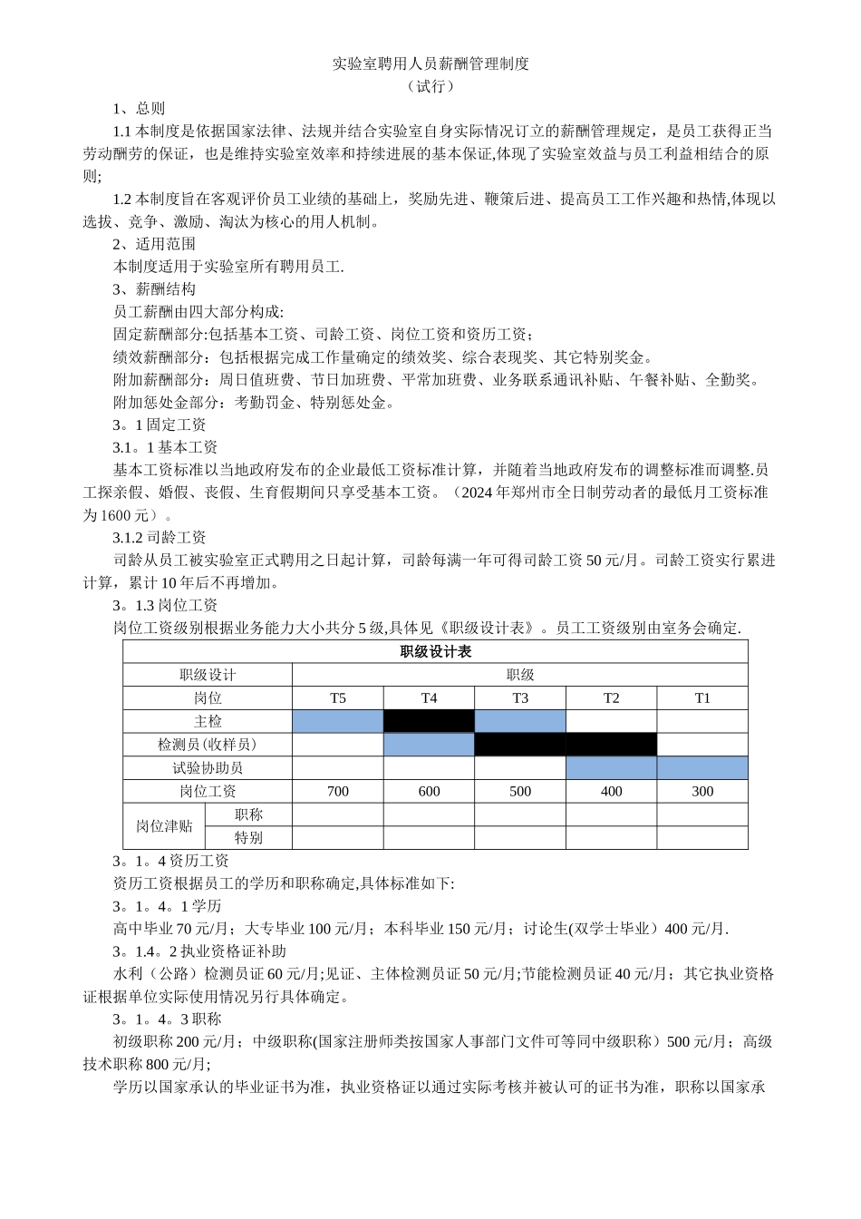 实验室聘用人员薪酬管理制度_第1页