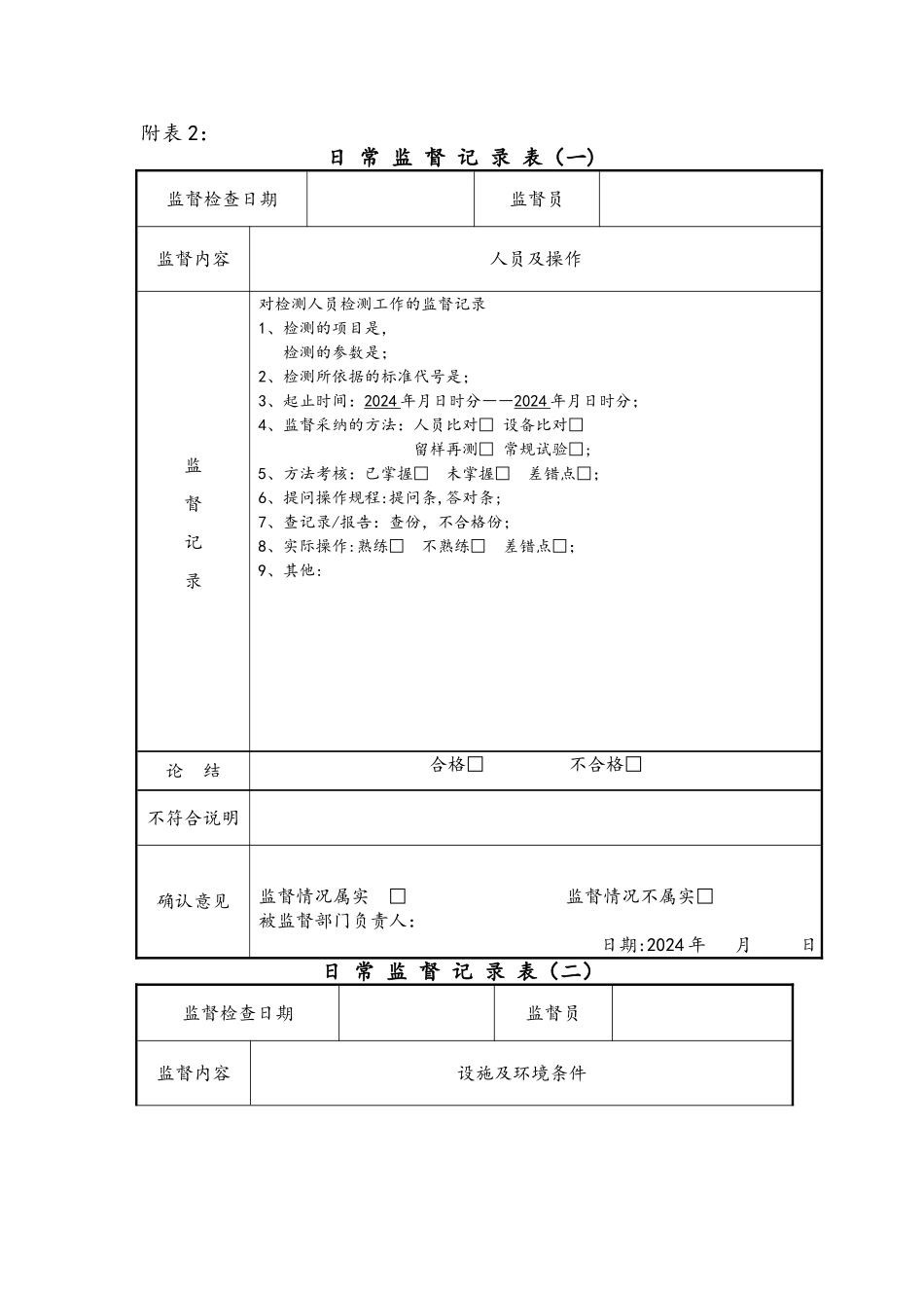实验室质量监督记录文本填写模板_第1页