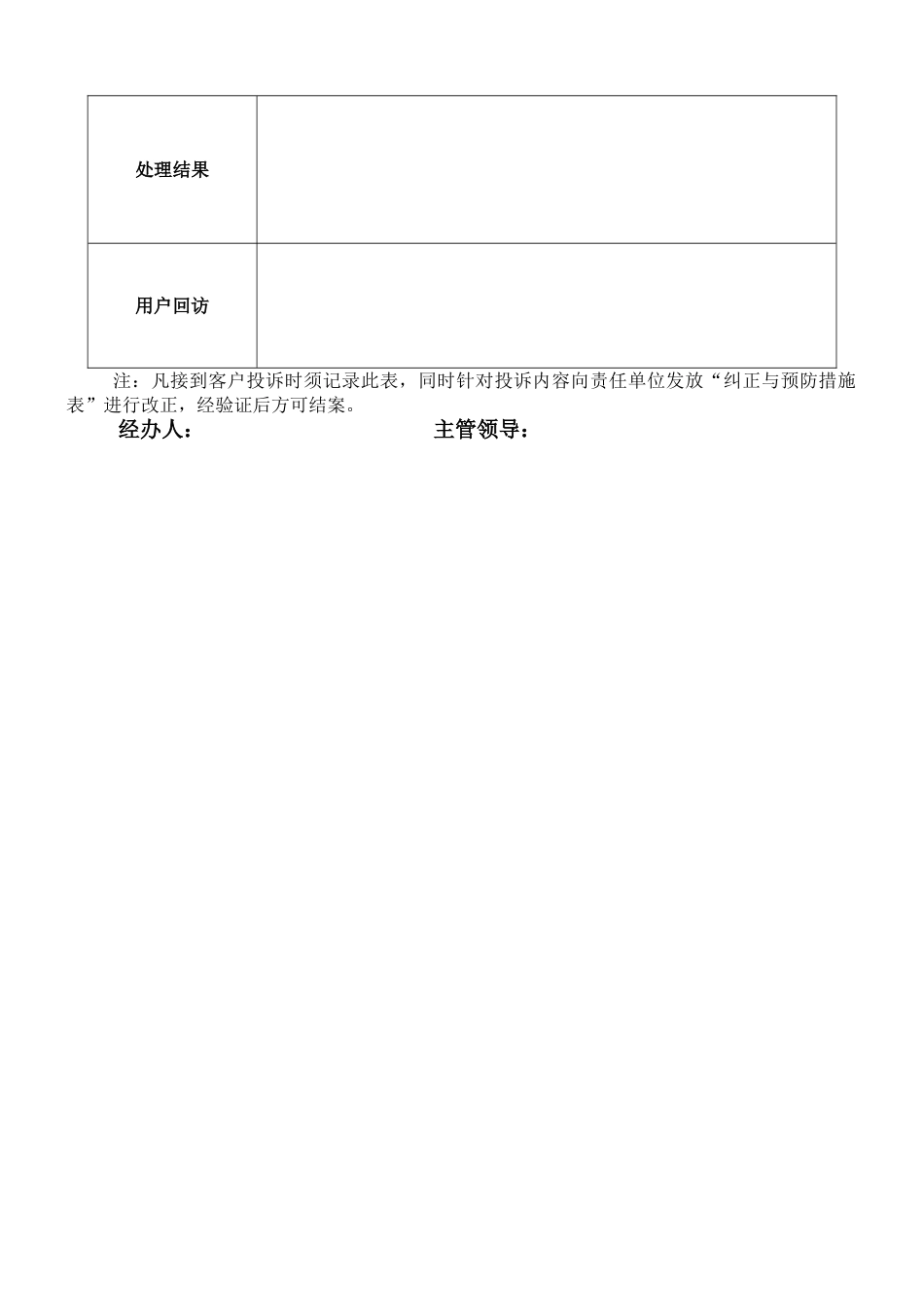 客户投诉处理流程图(客户投诉记录表)_第2页