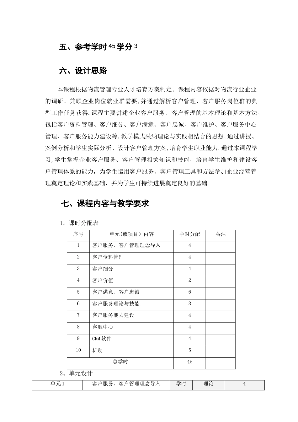 客户服务与客户管理课程标准2024-11yue物流管理_第3页