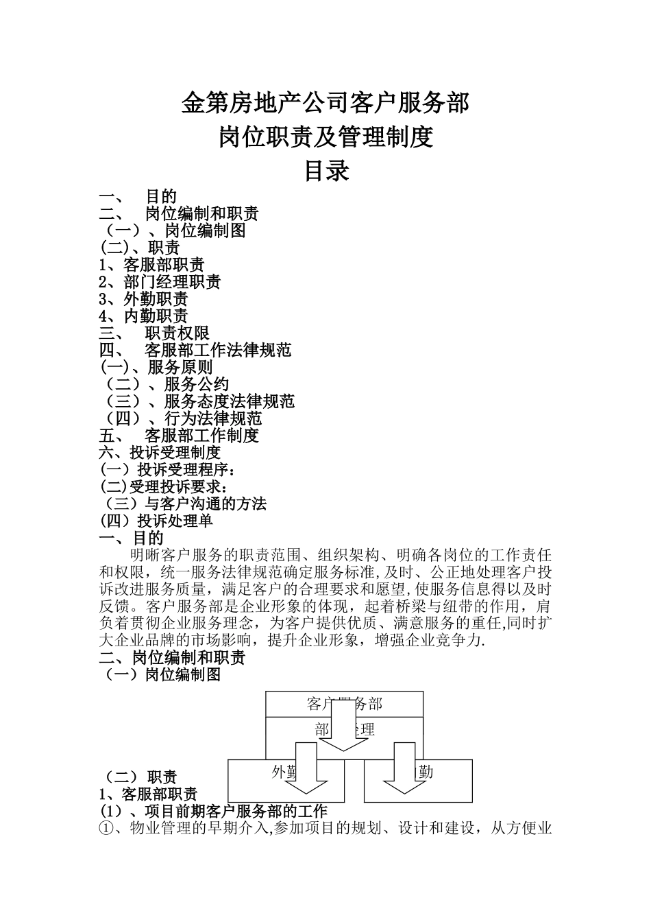 客户服务部岗位职责及管理制度_第1页