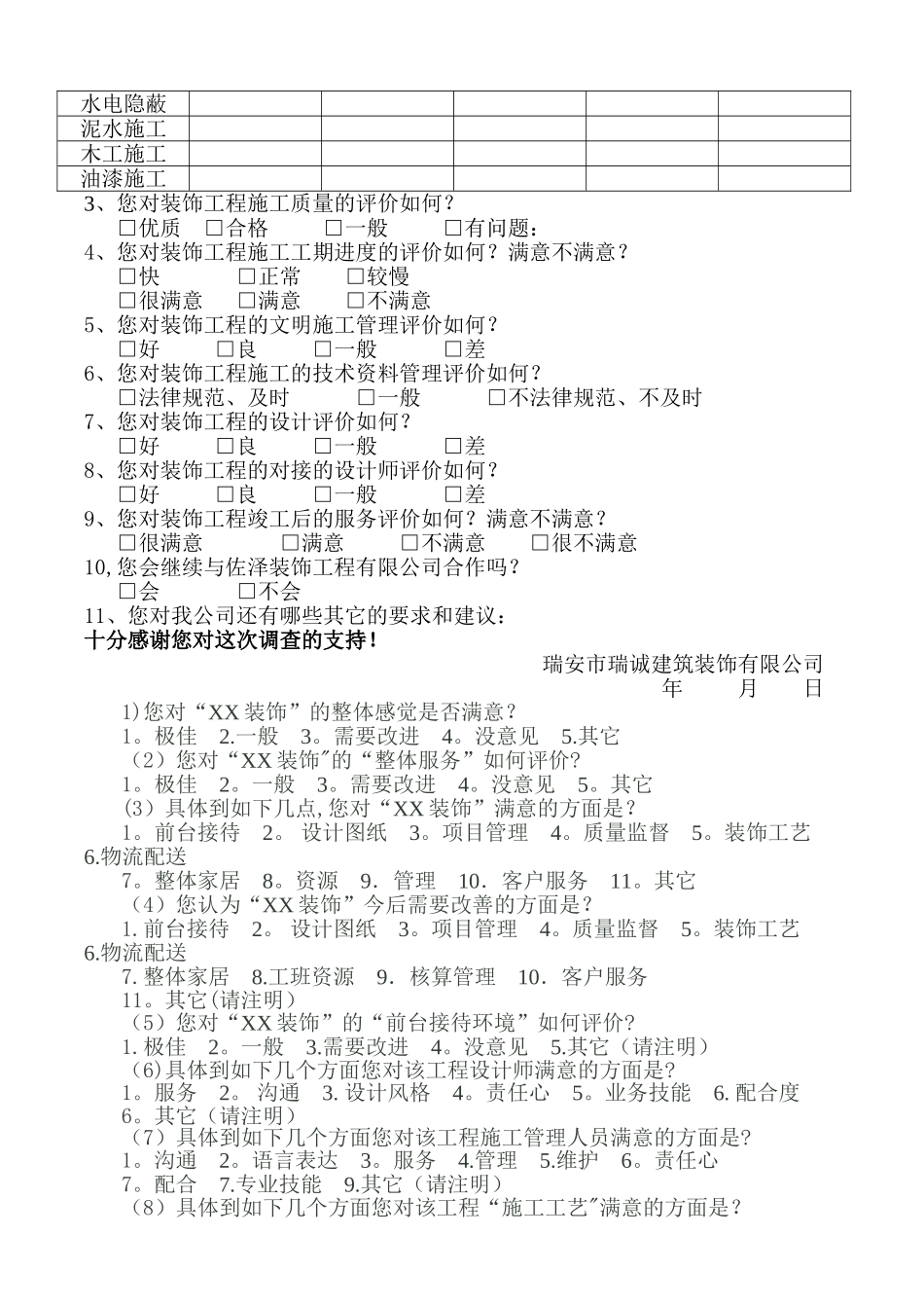 客户满意度调查表-装修公司_第2页
