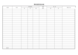 客房清洁记录表