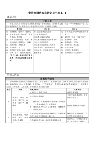 客房计划卫生表