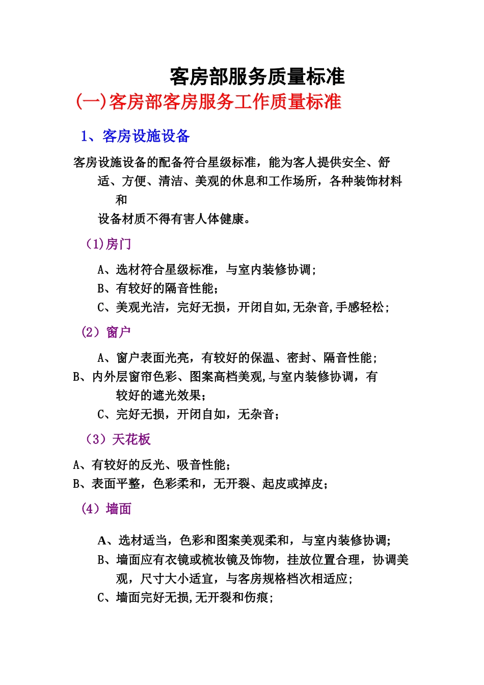 客房部服务质量标准_第1页