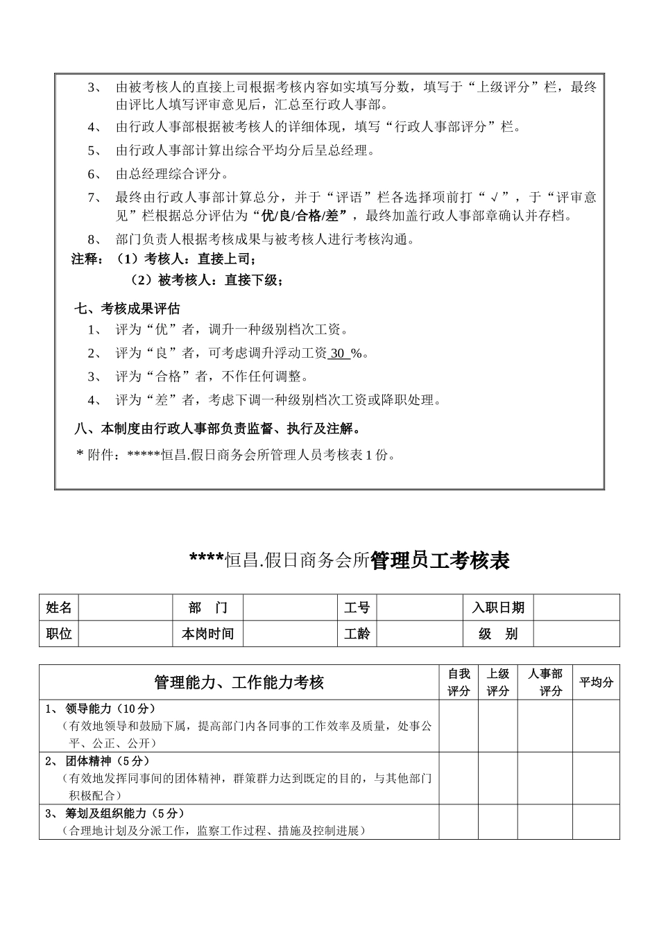 2025年酒店内部管理人员考核管理制度_第3页