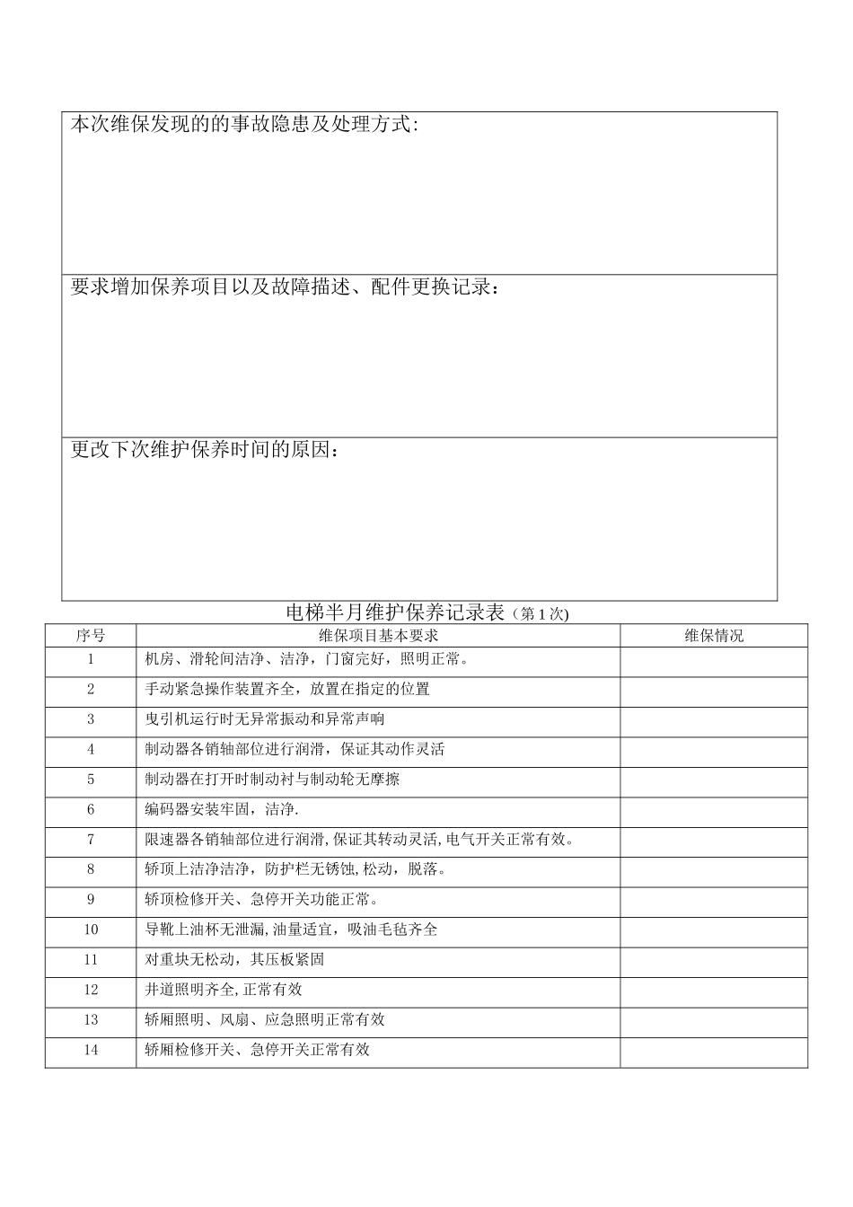 客梯、货梯维护保养记录表_第3页