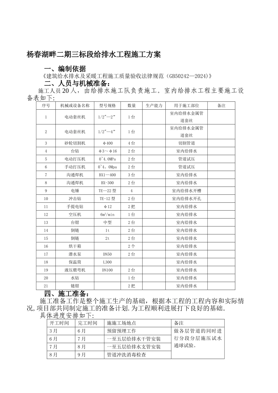室内给排水施工方案1_第1页