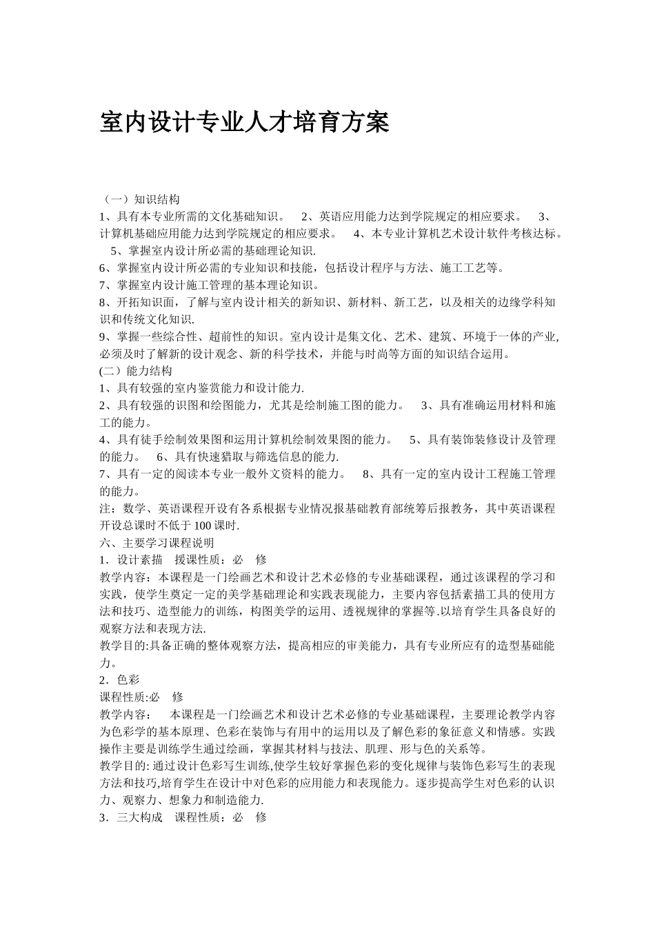 室内设计专业人才培养方案_第1页