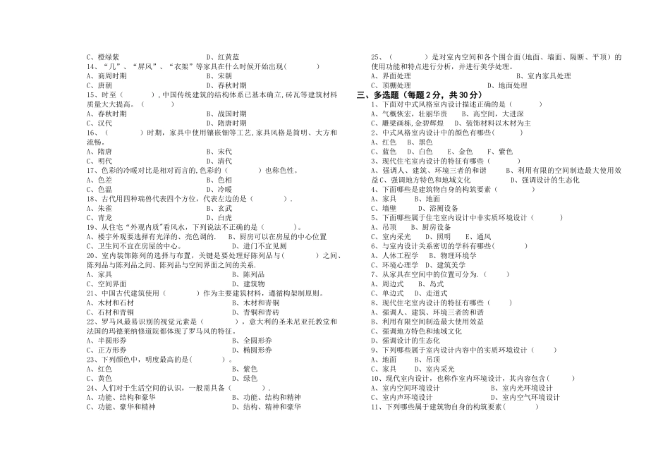 室内设计概论试卷_第2页