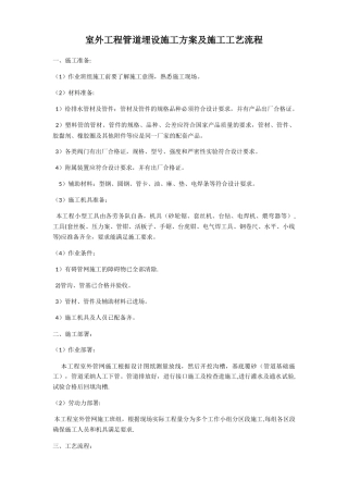 室外工程管道埋设施工方案及施工工艺流程