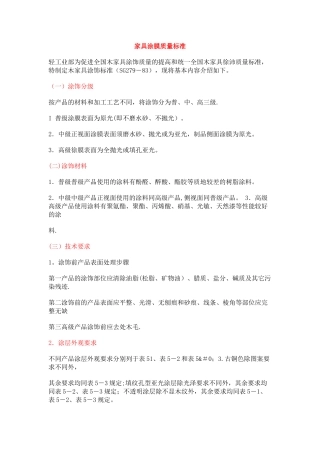 家具涂膜质量标准