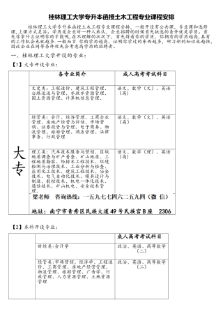 2025年桂林理工大学专升本函授土木工程专业课程安排