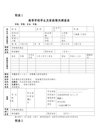 家庭经济困难学生认定申请表