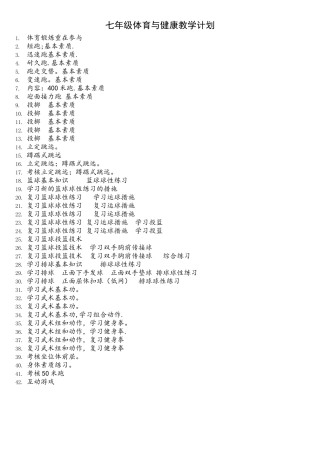 2025年七年级体育全套教案