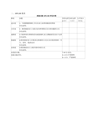 家庭评估工具表单