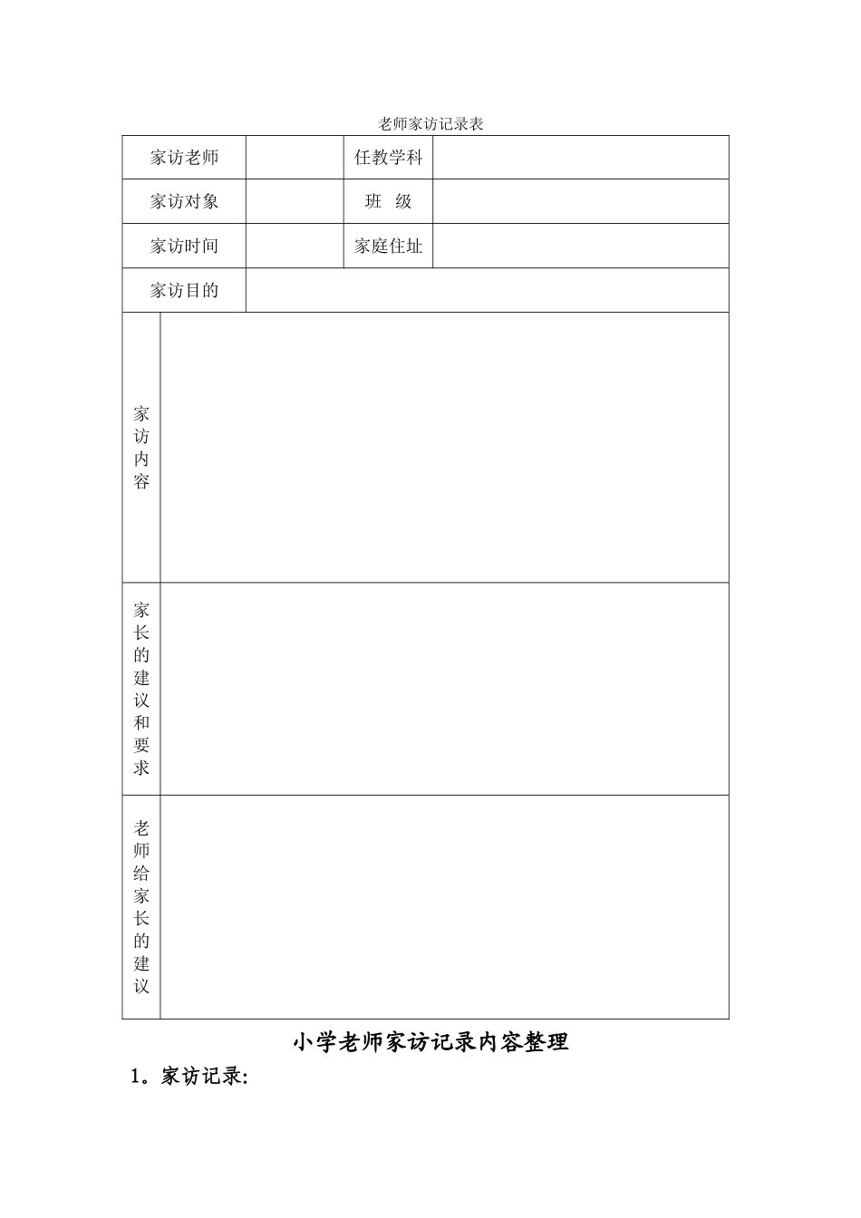 家访表及家访记录内容整理_第1页