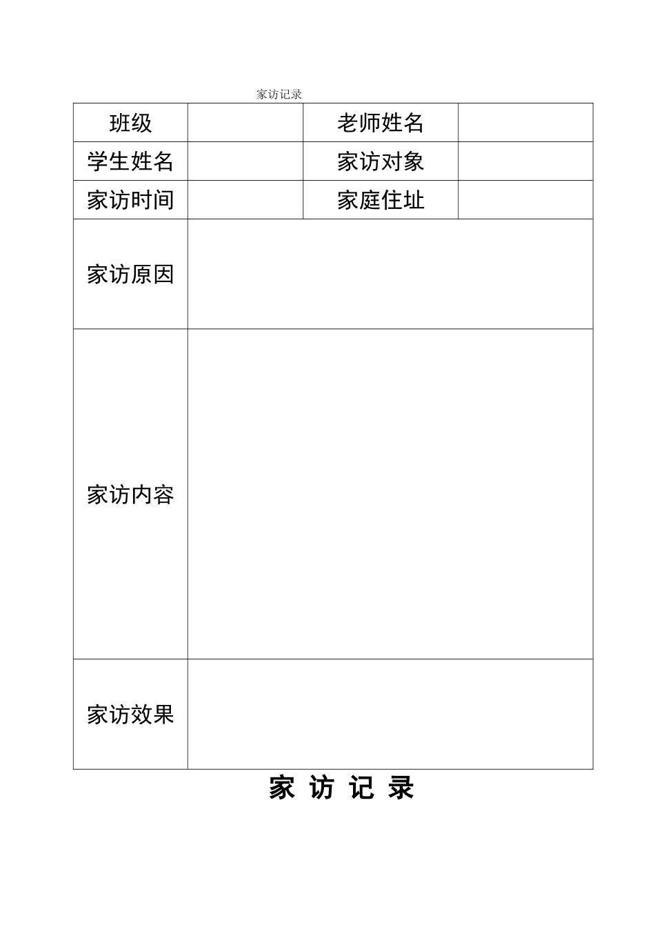 家访记录表格及范文_第1页